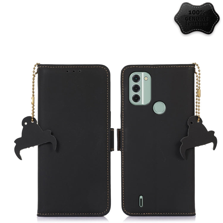 For Nokia C31 Genuine Leather Magnetic RFID Leather Phone Case(Black) - Nokia Cases by PMC TechLife | Online Shopping South Africa | PMC TechLife | Buy Now Pay Later Mobicred