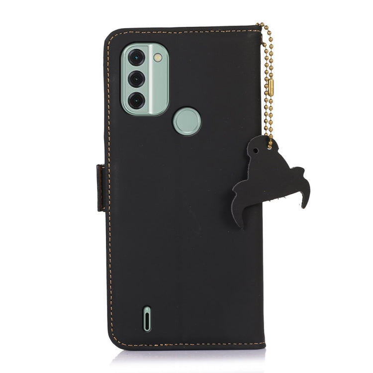 For Nokia C31 Genuine Leather Magnetic RFID Leather Phone Case(Black) - Nokia Cases by PMC TechLife | Online Shopping South Africa | PMC TechLife | Buy Now Pay Later Mobicred