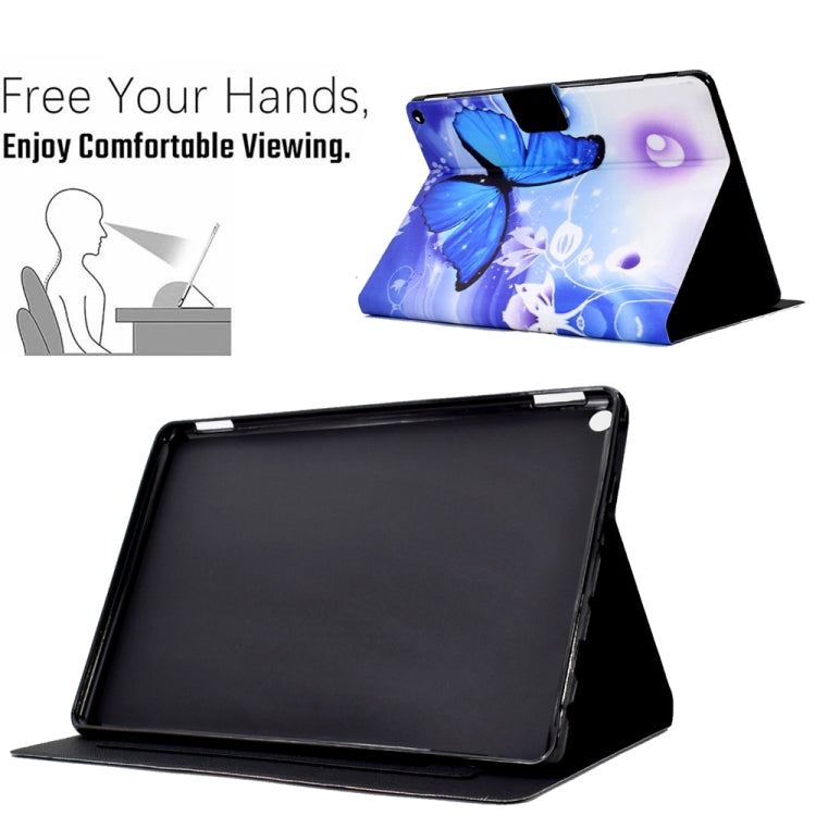 For Amazon Kindle Fire HD 10 2021 Electric Pressed TPU Smart Leather Tablet Case(Blue Butterfly) - Amazon by PMC TechLife | Online Shopping South Africa | PMC TechLife | Buy Now Pay Later Mobicred