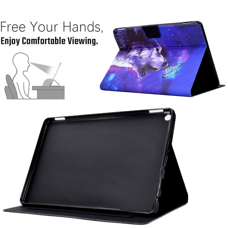 For Amazon Kindle Fire HD 10 2021 Electric Pressed TPU Smart Leather Tablet Case(Butterfly Wolf) - Amazon by PMC TechLife | Online Shopping South Africa | PMC TechLife | Buy Now Pay Later Mobicred