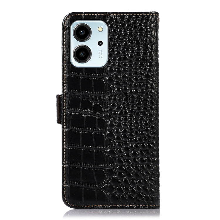 For Honor 80 SE Crocodile Top Layer Cowhide Leather Phone Case(Black) - Honor Cases by PMC TechLife | Online Shopping South Africa | PMC TechLife | Buy Now Pay Later Mobicred
