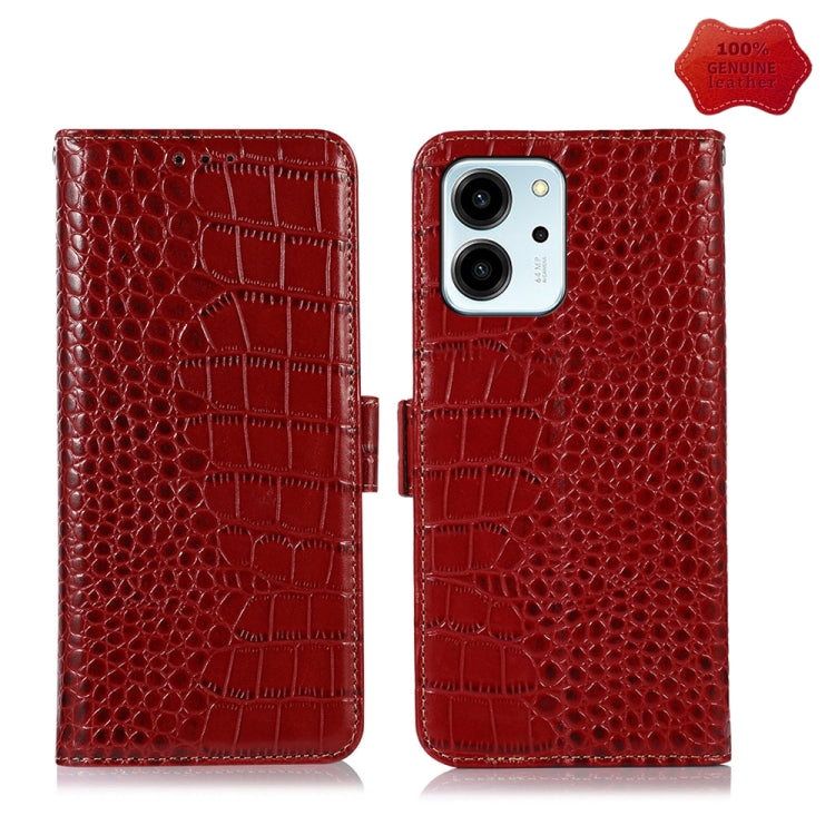 For Honor 80 SE Crocodile Top Layer Cowhide Leather Phone Case(Red) - Honor Cases by PMC TechLife | Online Shopping South Africa | PMC TechLife | Buy Now Pay Later Mobicred