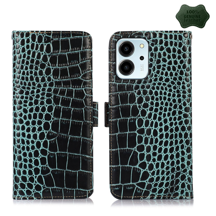 For Honor 80 SE Crocodile Top Layer Cowhide Leather Phone Case(Green) - Honor Cases by PMC TechLife | Online Shopping South Africa | PMC TechLife | Buy Now Pay Later Mobicred