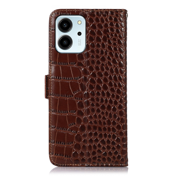 For Honor 80 SE Crocodile Top Layer Cowhide Leather Phone Case(Brown) - Honor Cases by PMC TechLife | Online Shopping South Africa | PMC TechLife | Buy Now Pay Later Mobicred