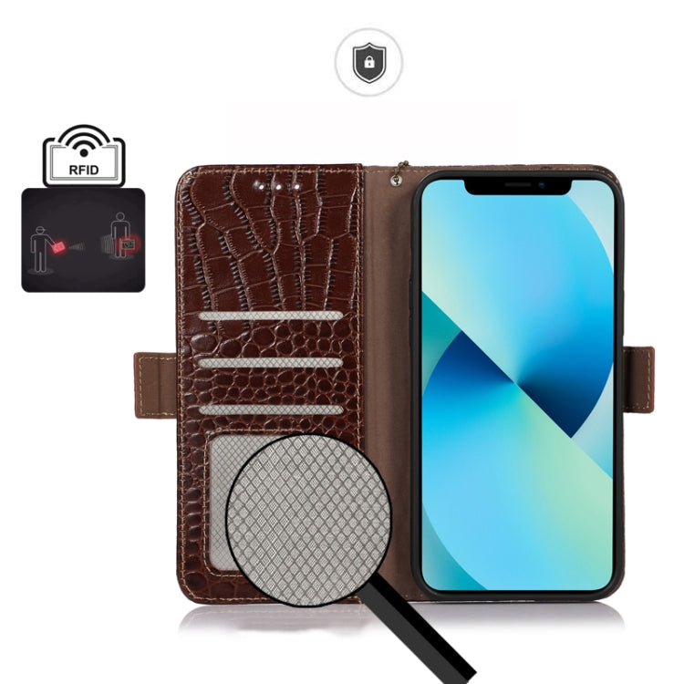 For Honor 80 SE Crocodile Top Layer Cowhide Leather Phone Case(Brown) - Honor Cases by PMC TechLife | Online Shopping South Africa | PMC TechLife | Buy Now Pay Later Mobicred