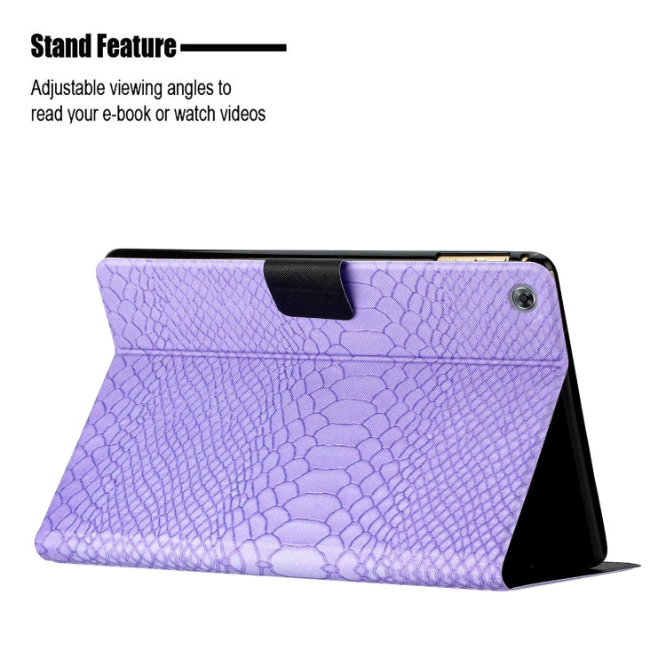 For Huawei MediaPad M5 lite 10.1 Solid Color Crocodile Texture Leather Smart Tablet Case(Purple) - free shipping - PMC TechLife - Order now!