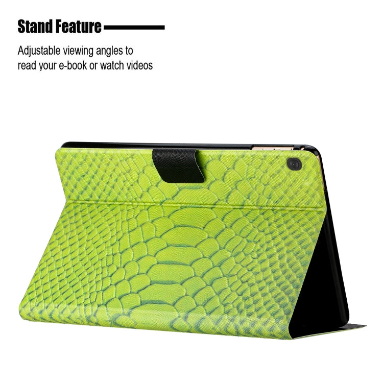 For Lenovo Tab M10 Solid Color Crocodile Texture Leather Smart Tablet Case(Green) - Lenovo by PMC TechLife | Online Shopping South Africa | PMC TechLife | Buy Now Pay Later Mobicred