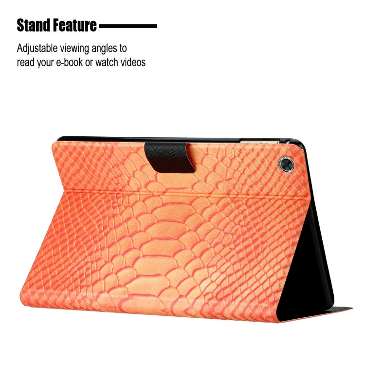 For Lenovo Tab M10 3rd Gen Solid Color Crocodile Texture Leather Smart Tablet Case(Orange) - Lenovo by PMC TechLife | Online Shopping South Africa | PMC TechLife | Buy Now Pay Later Mobicred