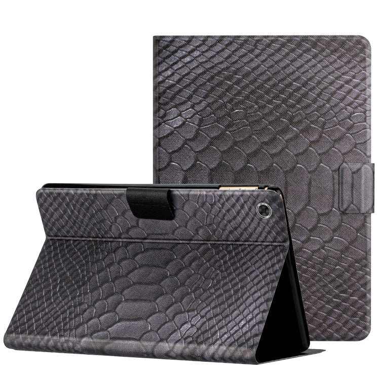 For Lenovo Tab M10 Plus Solid Color Crocodile Texture Leather Smart Tablet Case(Black) - Lenovo by PMC TechLife | Online Shopping South Africa | PMC TechLife | Buy Now Pay Later Mobicred