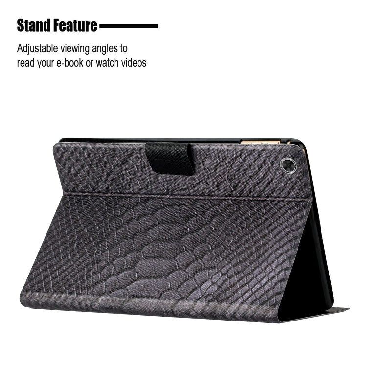 For Lenovo Tab M10 Plus 10.6 3rd Gen 2022 Solid Color Crocodile Texture Leather Smart Tablet Case(Black) - Lenovo by PMC TechLife | Online Shopping South Africa | PMC TechLife | Buy Now Pay Later Mobicred