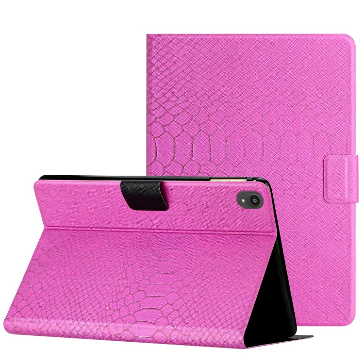 For Lenovo Tab P11 Solid Color Crocodile Texture Leather Smart Tablet Case(Rose Red) - Lenovo by PMC TechLife | Online Shopping South Africa | PMC TechLife | Buy Now Pay Later Mobicred