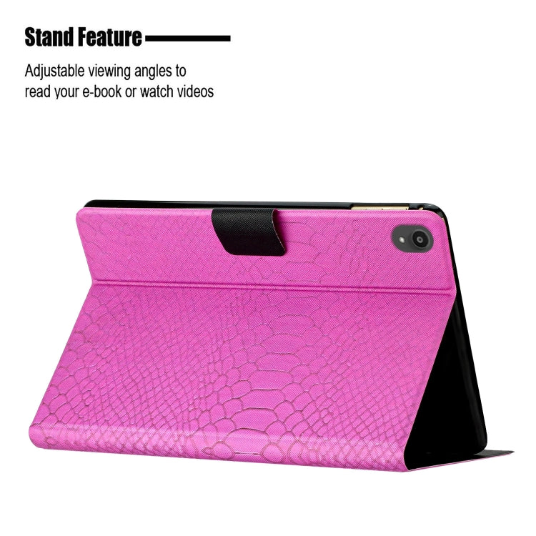 For Lenovo Tab P11 Solid Color Crocodile Texture Leather Smart Tablet Case(Rose Red) - Lenovo by PMC TechLife | Online Shopping South Africa | PMC TechLife | Buy Now Pay Later Mobicred