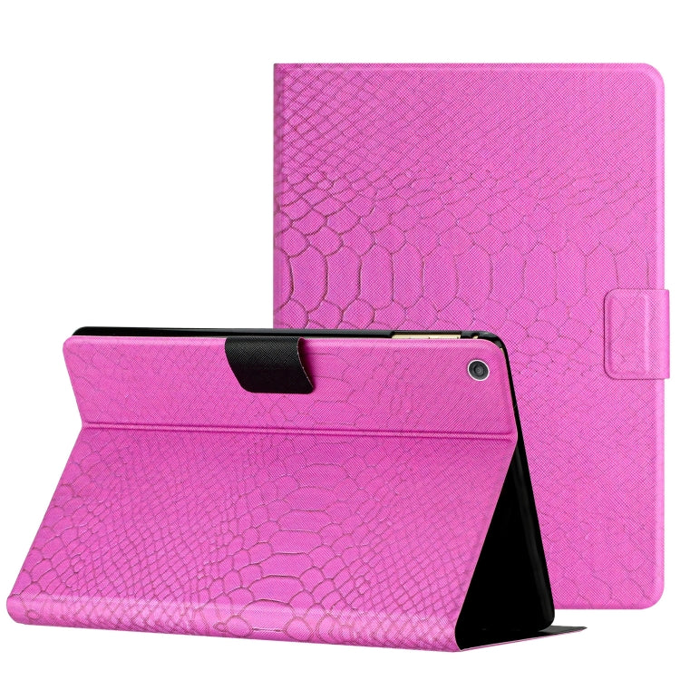 For Amazon Kindle Fire HD 10 2019/2017/2015 Solid Color Crocodile Texture Leather Smart Tablet Case(Rose Red) - Amazon by PMC TechLife | Online Shopping South Africa | PMC TechLife | Buy Now Pay Later Mobicred