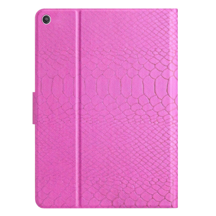 For Amazon Kindle Fire HD 10 2019/2017/2015 Solid Color Crocodile Texture Leather Smart Tablet Case(Rose Red) - Amazon by PMC TechLife | Online Shopping South Africa | PMC TechLife | Buy Now Pay Later Mobicred