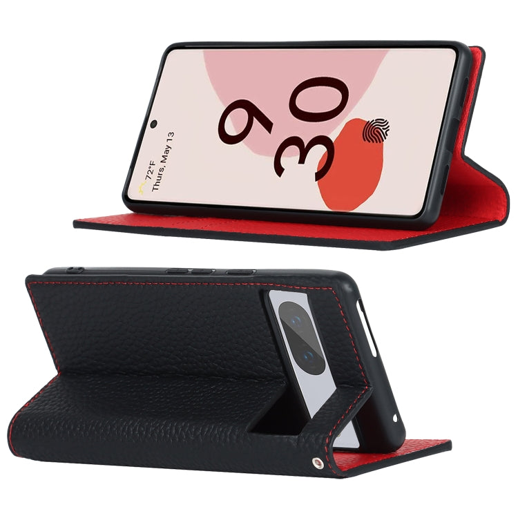 For Google Pixel 7 5G Litchi Texture Genuine Leather Phone Case(Black) - Google Cases by PMC TechLife | Online Shopping South Africa | PMC TechLife | Buy Now Pay Later Mobicred