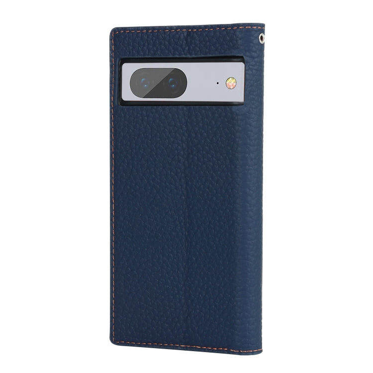 For Google Pixel 7 5G Litchi Texture Genuine Leather Phone Case(Dark Blue) - Google Cases by PMC TechLife | Online Shopping South Africa | PMC TechLife | Buy Now Pay Later Mobicred