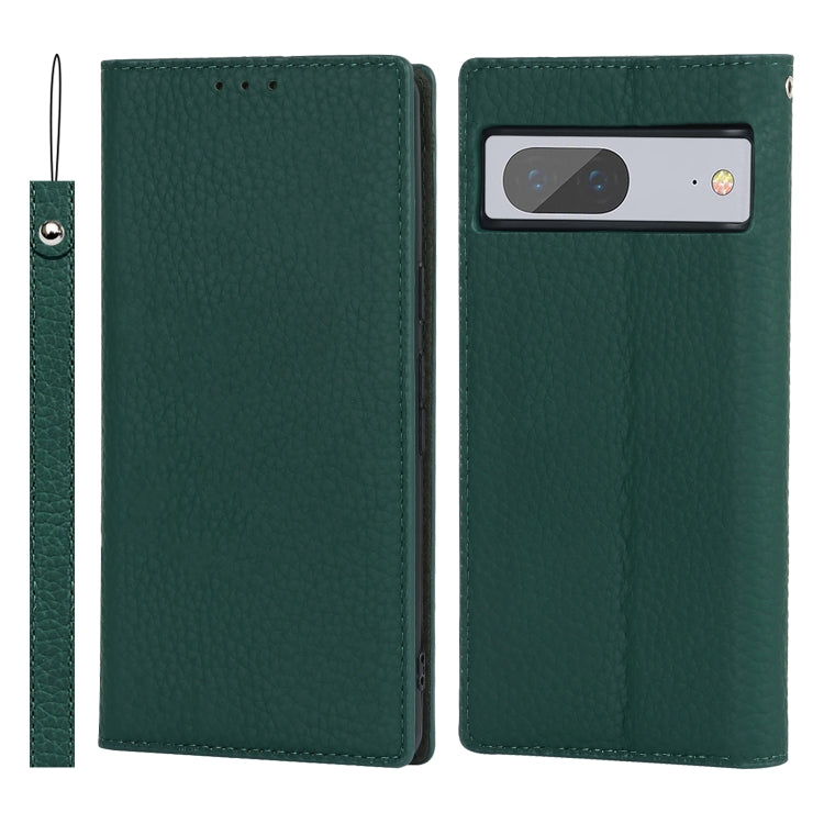 For Google Pixel 7 5G Litchi Texture Genuine Leather Phone Case(Dark Green) - Google Cases by PMC TechLife | Online Shopping South Africa | PMC TechLife | Buy Now Pay Later Mobicred