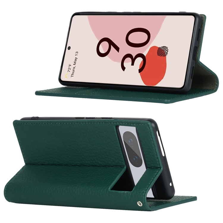 For Google Pixel 7 5G Litchi Texture Genuine Leather Phone Case(Dark Green) - Google Cases by PMC TechLife | Online Shopping South Africa | PMC TechLife | Buy Now Pay Later Mobicred