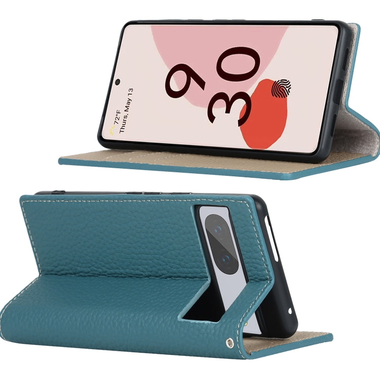 For Google Pixel 7 5G Litchi Texture Genuine Leather Phone Case(Sky Blue) - Google Cases by PMC TechLife | Online Shopping South Africa | PMC TechLife | Buy Now Pay Later Mobicred