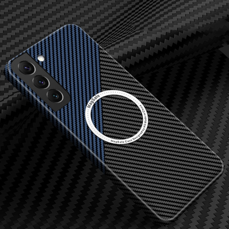 For Samsung Galaxy S23+ 5G Carbon Fiber Texture MagSafe Magnetic Phone Case(Black Blue) - Galaxy S23+ 5G Cases by PMC TechLife | Online Shopping South Africa | PMC TechLife