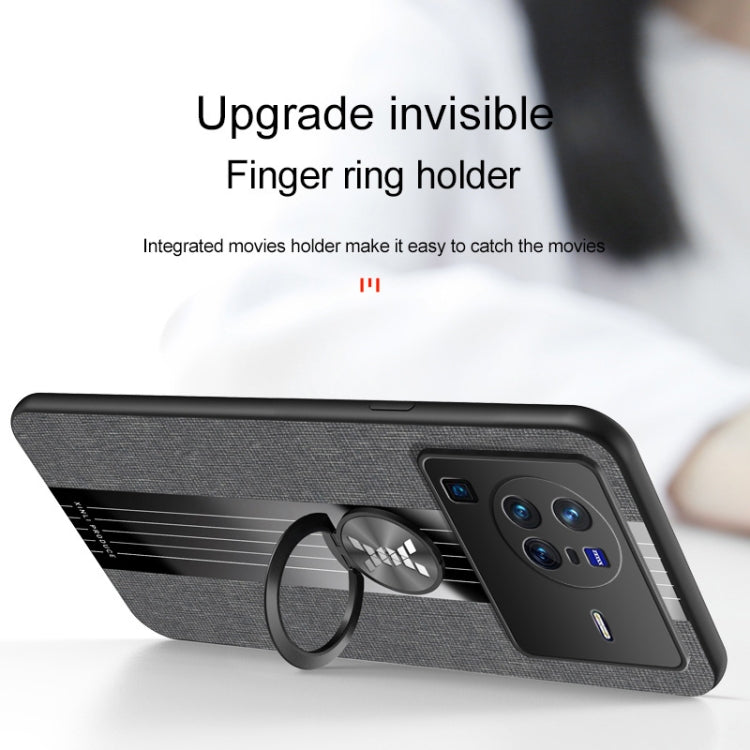 For vivo X80 Pro XINLI Stitching Cloth Textue TPU Phone Case with Ring Holder(Red) - vivo Cases by XINLI | Online Shopping South Africa | PMC TechLife