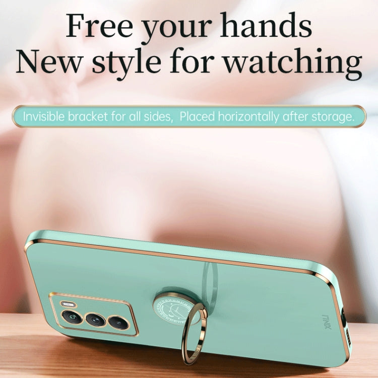 For vivo X80 XINLI Straight Edge 6D Electroplate TPU Phone Case with Ring Holder(Cherry Purple) - free shipping - PMC TechLife - Order now!