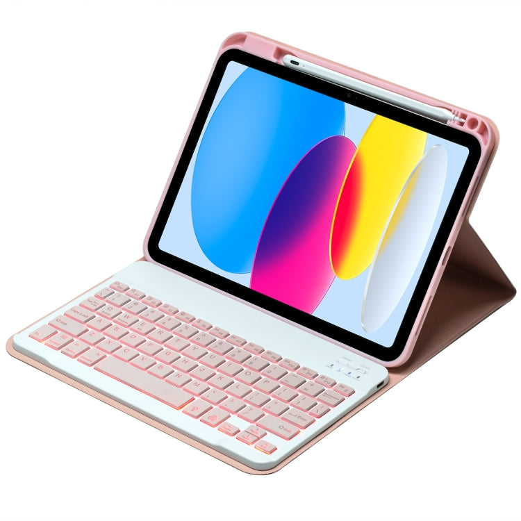 For iPad 10th Gen 10.9 2022 SA-10DS Backlight Bluetooth Keyboard Leather Tablet Case with Pen Slot(Pink) - Universal by PMC TechLife | Online Shopping South Africa | PMC TechLife | Buy Now Pay Later Mobicred