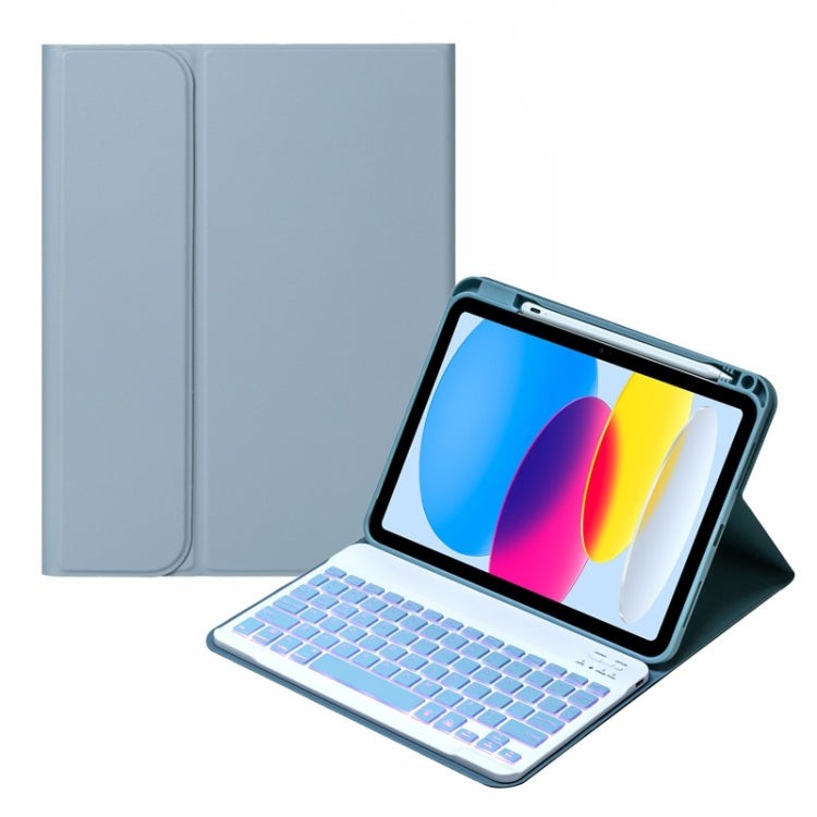 For iPad 10th Gen 10.9 2022 SA-10DS Backlight Bluetooth Keyboard Leather Tablet Case with Pen Slot(Light Blue) - Universal by PMC TechLife | Online Shopping South Africa | PMC TechLife
