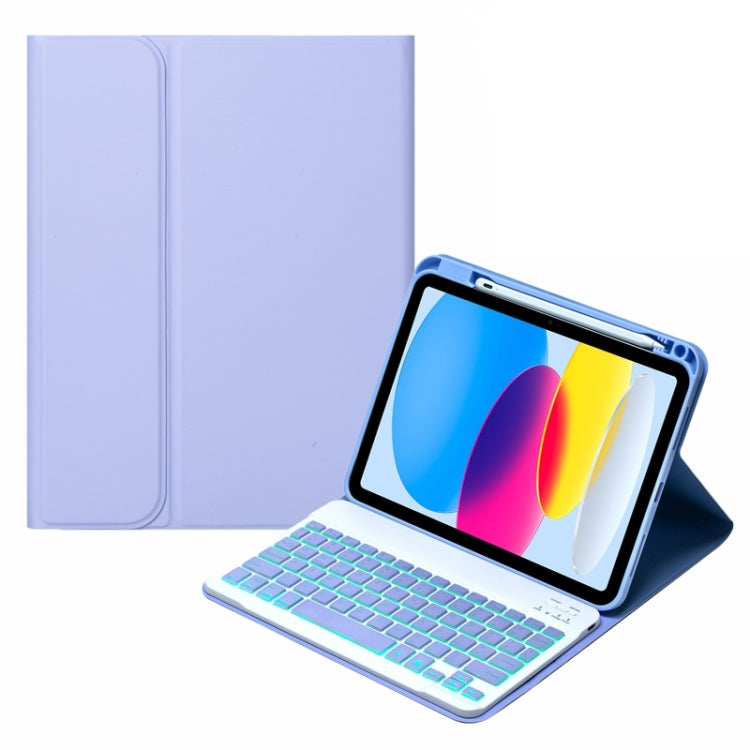 For iPad 10th Gen 10.9 2022 SA-10DS Backlight Bluetooth Keyboard Leather Tablet Case with Pen Slot(Light Purple) - Universal by PMC TechLife | Online Shopping South Africa | PMC TechLife | Buy Now Pay Later Mobicred