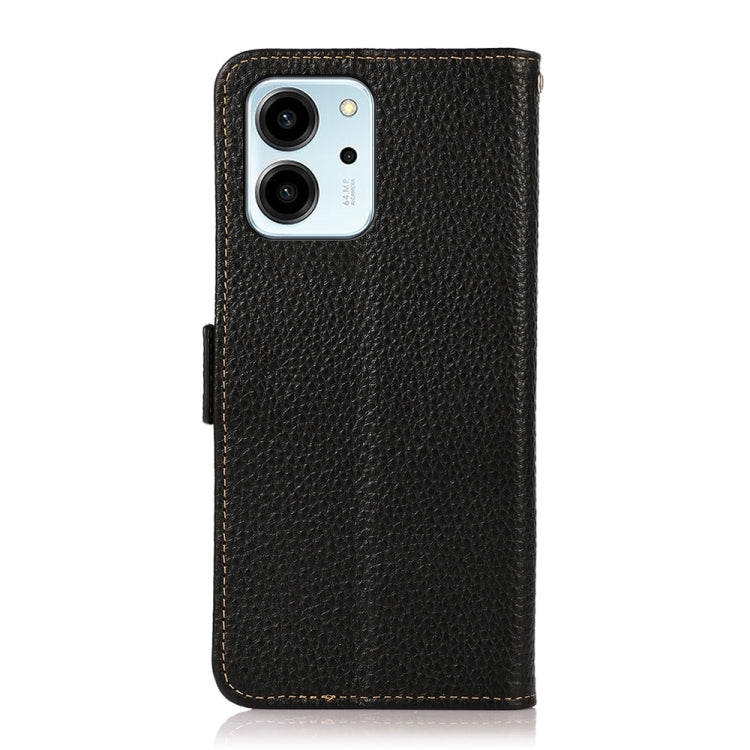 For Honor 80 SE KHAZNEH Side-Magnetic Litchi Genuine Leather RFID Phone Case(Black) - Honor Cases by PMC TechLife | Online Shopping South Africa | PMC TechLife | Buy Now Pay Later Mobicred