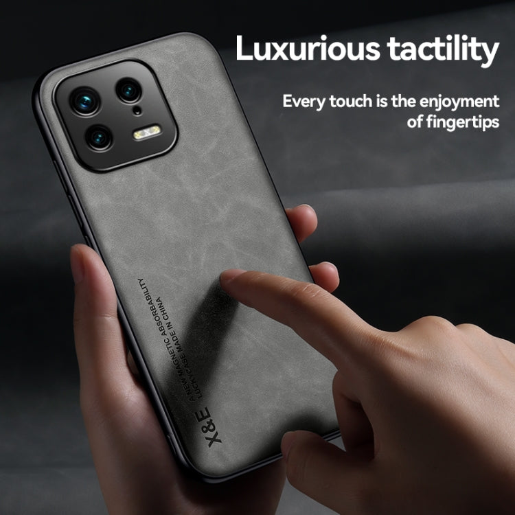 For Xiaomi 13 Skin Feel Magnetic Leather Back Phone Case(Dark Grey) - free shipping - PMC TechLife - Order now!