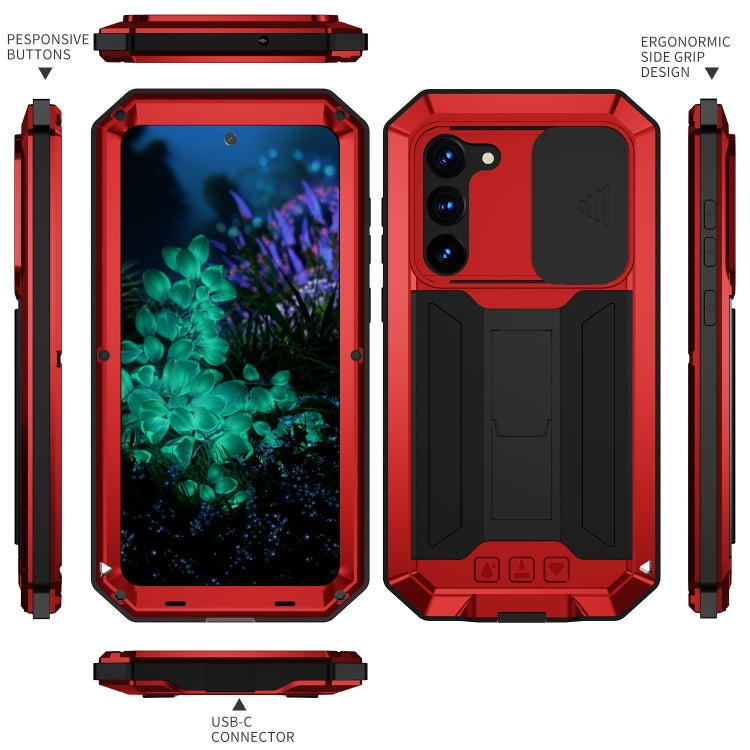 For Samsung Galaxy S23+ 5G R-JUST Sliding Camera Design Life Waterproof Dustproof Shockproof Phone Case(Red) - Galaxy S23+ 5G Cases by R-JUST | Online Shopping South Africa | PMC TechLife | Buy Now Pay Later Mobicred