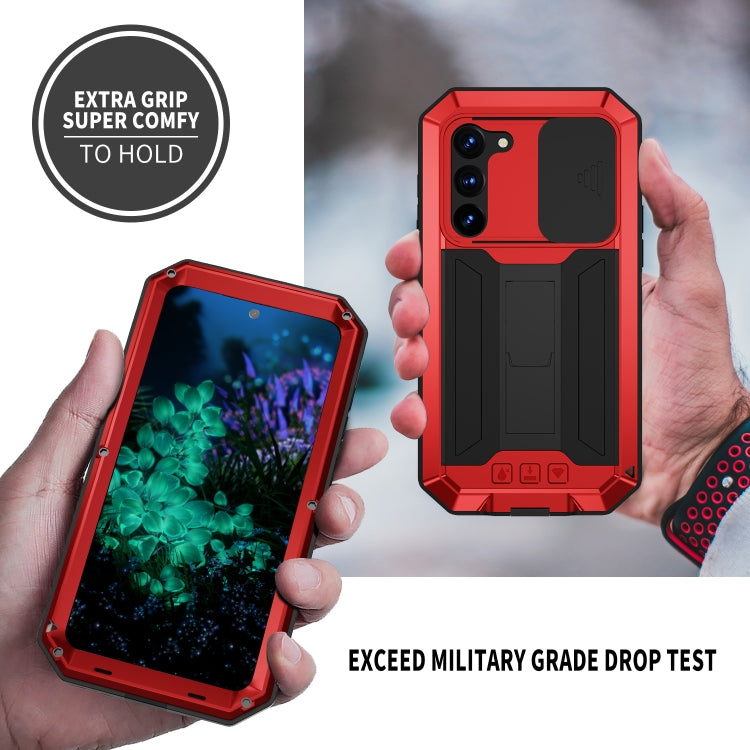 For Samsung Galaxy S23+ 5G R-JUST Sliding Camera Design Life Waterproof Dustproof Shockproof Phone Case(Red) - Galaxy S23+ 5G Cases by R-JUST | Online Shopping South Africa | PMC TechLife | Buy Now Pay Later Mobicred
