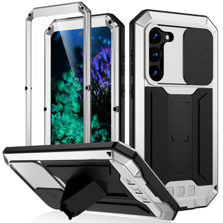 For Samsung Galaxy S23+ 5G R-JUST Sliding Camera Design Life Waterproof Dustproof Shockproof Phone Case(Silver) - Galaxy S23+ 5G Cases by R-JUST | Online Shopping South Africa | PMC TechLife | Buy Now Pay Later Mobicred