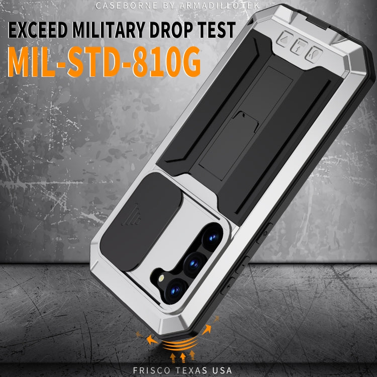 For Samsung Galaxy S23+ 5G R-JUST Sliding Camera Design Life Waterproof Dustproof Shockproof Phone Case(Silver) - Galaxy S23+ 5G Cases by R-JUST | Online Shopping South Africa | PMC TechLife | Buy Now Pay Later Mobicred