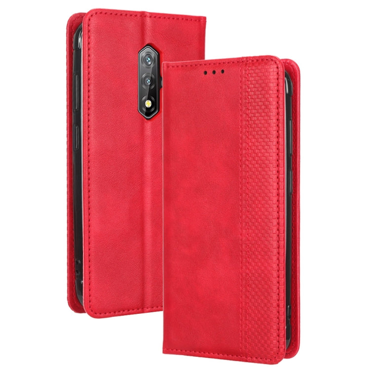 For Blackview BV5200 Magnetic Buckle Retro Texture Leather Phone Case(Red) - More Brand by PMC TechLife | Online Shopping South Africa | PMC TechLife | Buy Now Pay Later Mobicred