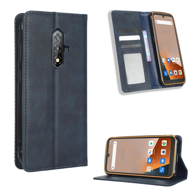 For Blackview BV5200 Magnetic Buckle Retro Texture Leather Phone Case(Blue) - More Brand by PMC TechLife | Online Shopping South Africa | PMC TechLife | Buy Now Pay Later Mobicred