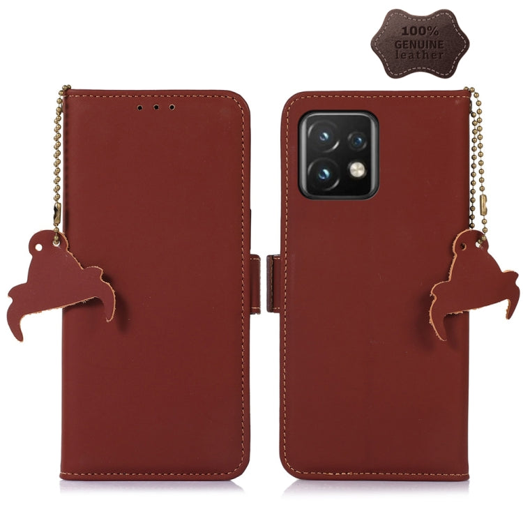 For Motorola Moto X40 Pro Genuine Leather Magnetic RFID Leather Phone Case(Coffee) - Motorola Cases by PMC TechLife | Online Shopping South Africa | PMC TechLife | Buy Now Pay Later Mobicred