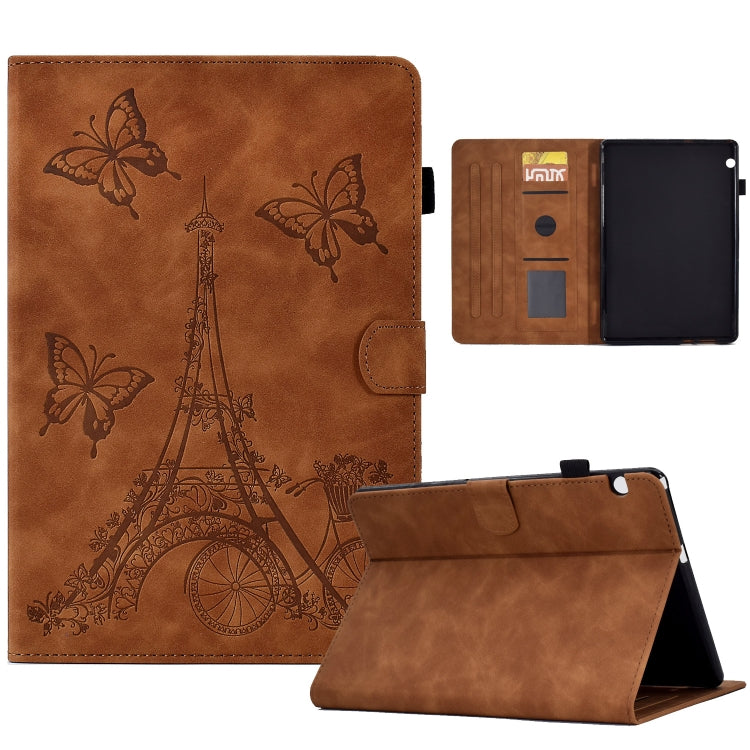For Huawei MediaPad T5 Tower Embossed Leather Tablet Case(Brown) - Huawei by PMC TechLife | Online Shopping South Africa | PMC TechLife | Buy Now Pay Later Mobicred
