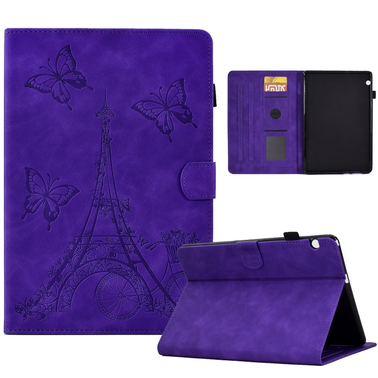 For Huawei MediaPad T5 Tower Embossed Leather Tablet Case(Purple) - Huawei by PMC TechLife | Online Shopping South Africa | PMC TechLife | Buy Now Pay Later Mobicred