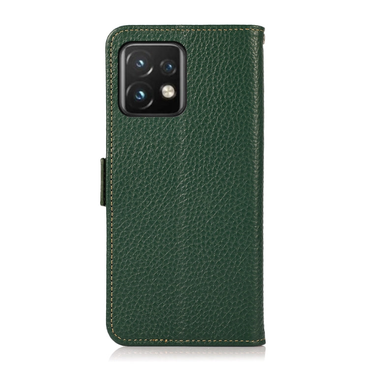 For Motorola Moto X40 Pro KHAZNEH Side-Magnetic Litchi Genuine Leather RFID Phone Case(Green) - Motorola Cases by PMC TechLife | Online Shopping South Africa | PMC TechLife | Buy Now Pay Later Mobicred