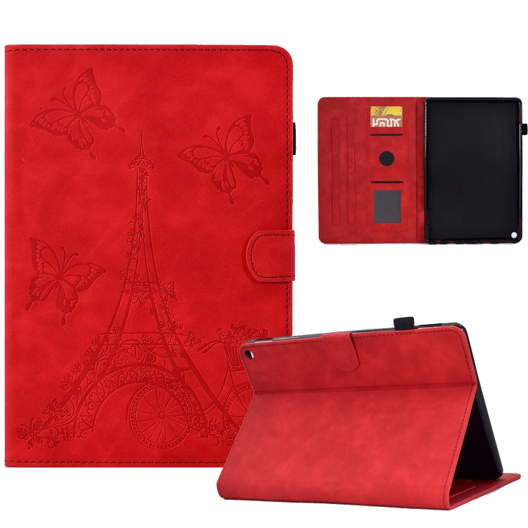 For Amazon Kindle Fire HD10 2021 Tower Embossed Leather Smart Tablet Case(Red) - Amazon by PMC TechLife | Online Shopping South Africa | PMC TechLife | Buy Now Pay Later Mobicred