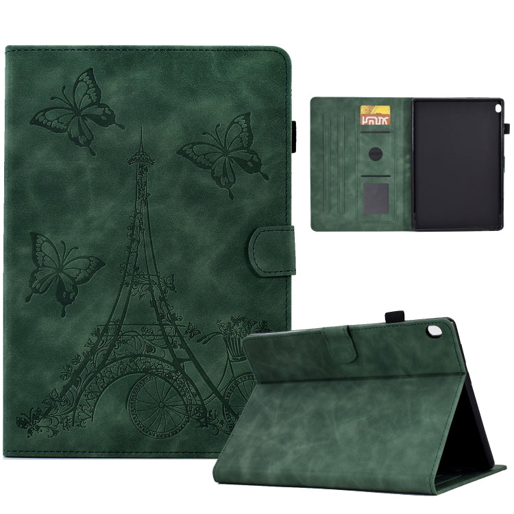 For Lenovo M10 Tower Embossed Leather Smart Tablet Case(Green) - Lenovo by PMC TechLife | Online Shopping South Africa | PMC TechLife | Buy Now Pay Later Mobicred