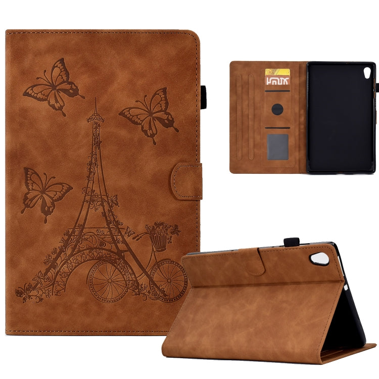 For Lenovo Tab M10 Gen 2 Tower Embossed Leather Smart Tablet Case(Brown) - Lenovo by PMC TechLife | Online Shopping South Africa | PMC TechLife | Buy Now Pay Later Mobicred
