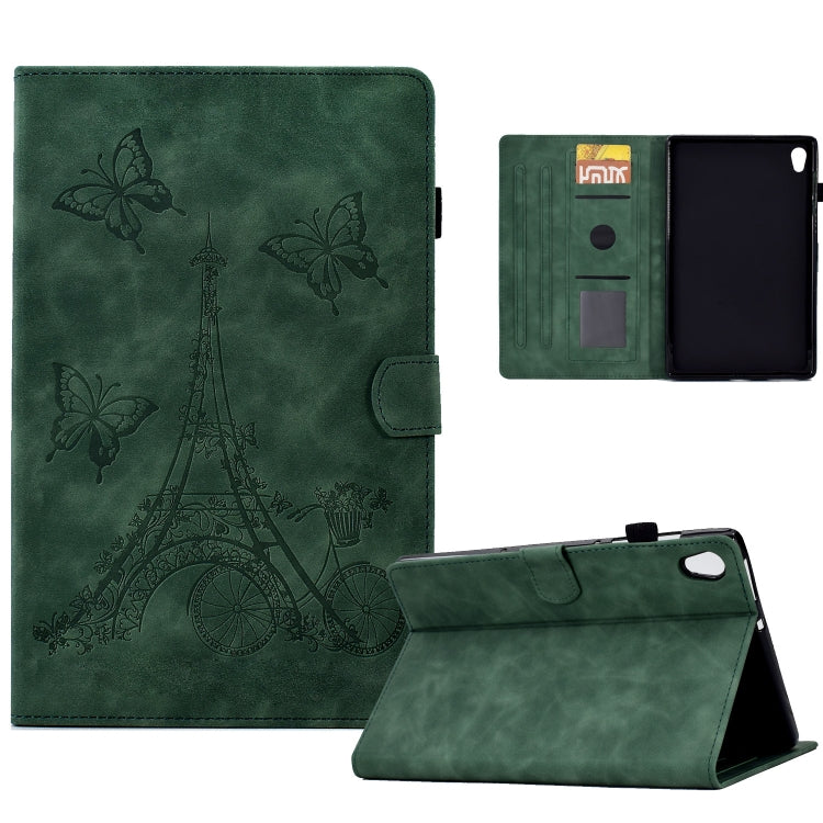 For Lenovo Tab M10 Gen 2 Tower Embossed Leather Smart Tablet Case(Green) - Lenovo by PMC TechLife | Online Shopping South Africa | PMC TechLife | Buy Now Pay Later Mobicred