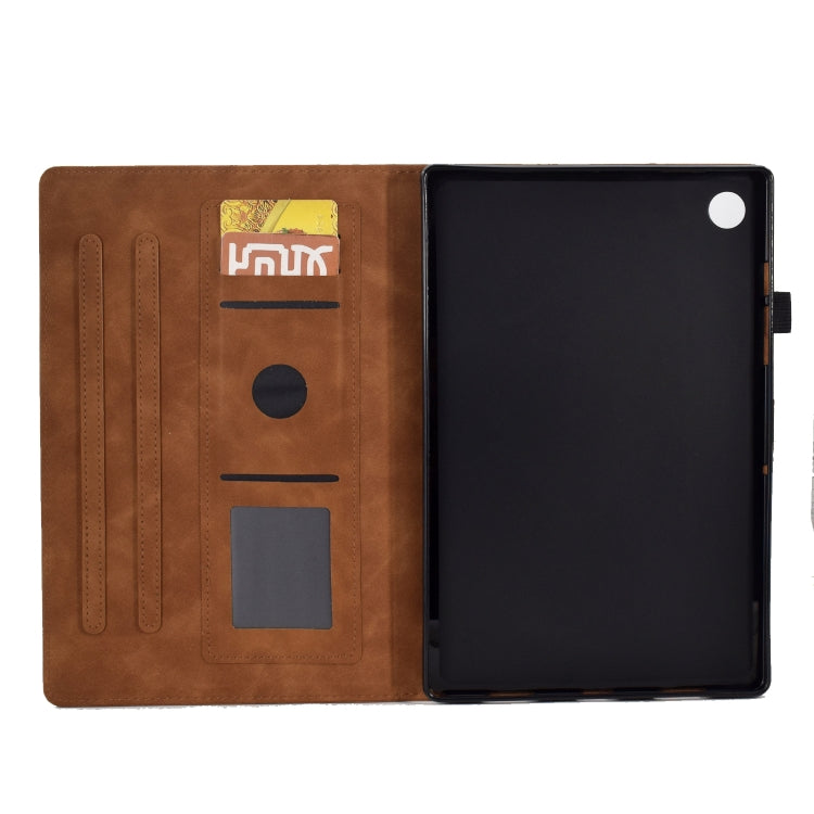 For Lenovo M10 Plus Tower Embossed Leather Smart Tablet Case(Brown) - Lenovo by PMC TechLife | Online Shopping South Africa | PMC TechLife | Buy Now Pay Later Mobicred