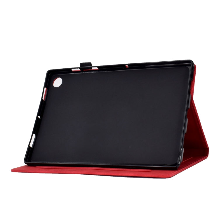 For Lenovo M10 Plus Tower Embossed Leather Smart Tablet Case(Red) - Lenovo by PMC TechLife | Online Shopping South Africa | PMC TechLife | Buy Now Pay Later Mobicred