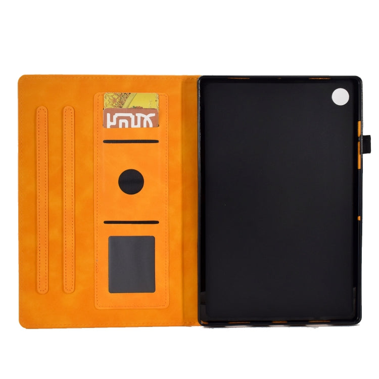 For Lenovo M10 Plus Tower Embossed Leather Smart Tablet Case(Khaki) - Lenovo by PMC TechLife | Online Shopping South Africa | PMC TechLife | Buy Now Pay Later Mobicred