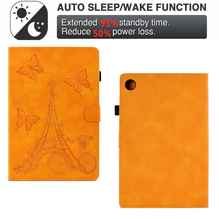 For Lenovo M10 Plus Tower Embossed Leather Smart Tablet Case(Khaki) - Lenovo by PMC TechLife | Online Shopping South Africa | PMC TechLife | Buy Now Pay Later Mobicred