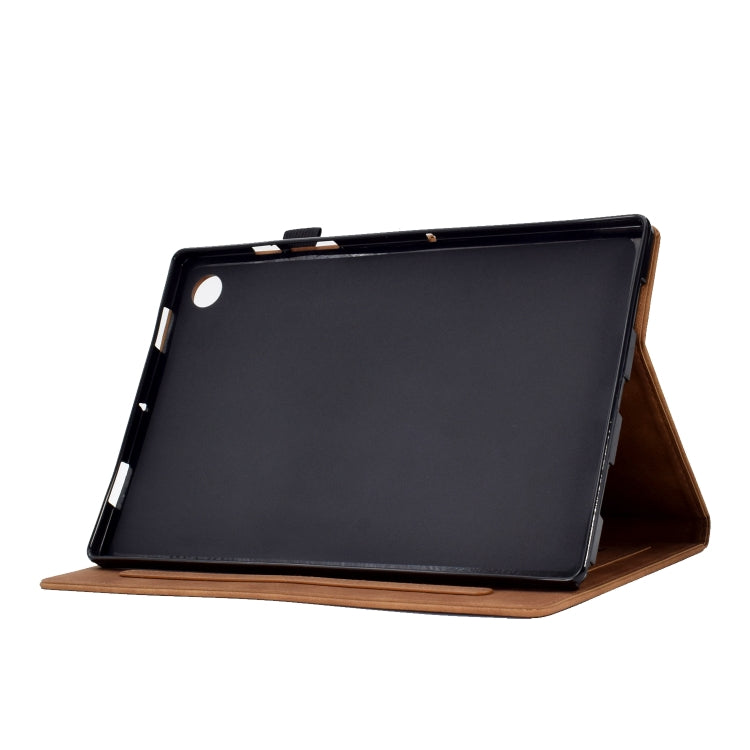 For Lenovo Tab M10 Plus 3rd Gen Tower Embossed Leather Smart Tablet Case(Brown) - Lenovo by PMC TechLife | Online Shopping South Africa | PMC TechLife | Buy Now Pay Later Mobicred